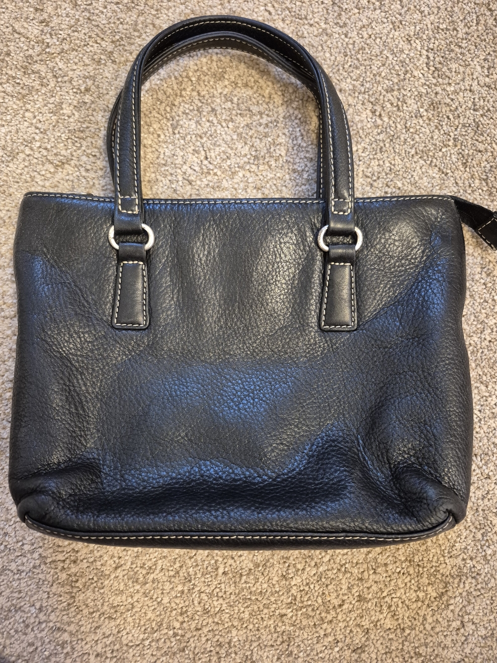 Vintage Fossil Classic Black Leather Shoulder Handbag Bag
